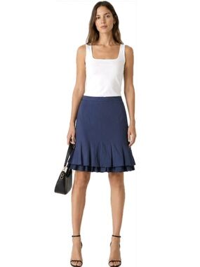 Moschino Cheap and Chic Cotton Layered Hem Skirt Size 6 Navy